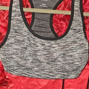 Everlast Heathered Gray Black Accent Racerback Sports Bra Size Xlarge